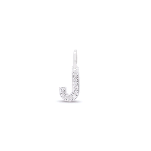 Pingente Letra J Com Zircônia Cristal