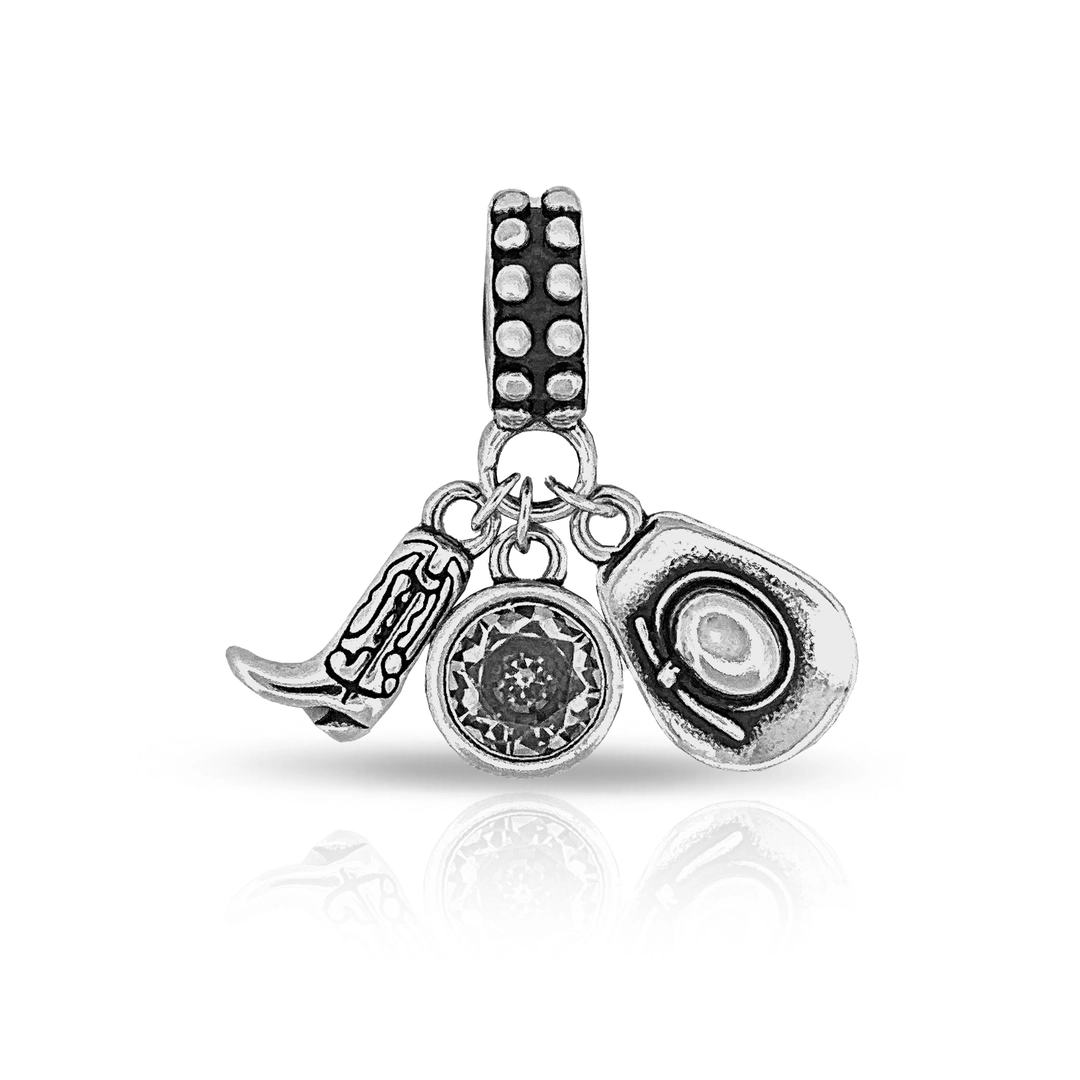 Berloque Balanço com Bota, Chapéu e Zircônia Cristal