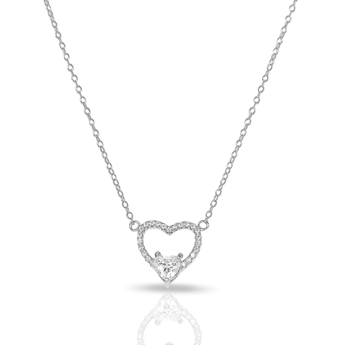 Gargantilha de Prata Blend Collection Coração Com Zircônias Cristal Cravejadas