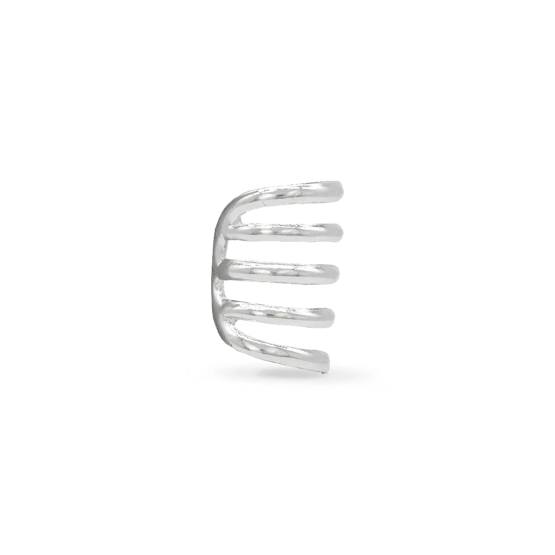 Brinco Ear Cuff De Prata Trabalhado com Cinco Fios