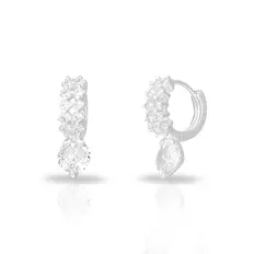 Brinco Argola Click com Zircônias Redondas Cristal