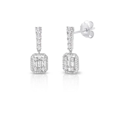 Brinco de Prata Balanço Blend Collection com Zircônias Cristal Redonda e Retangular
