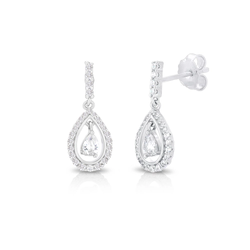 Brinco de Prata Blend Collection Gota com Zircônias Cristal