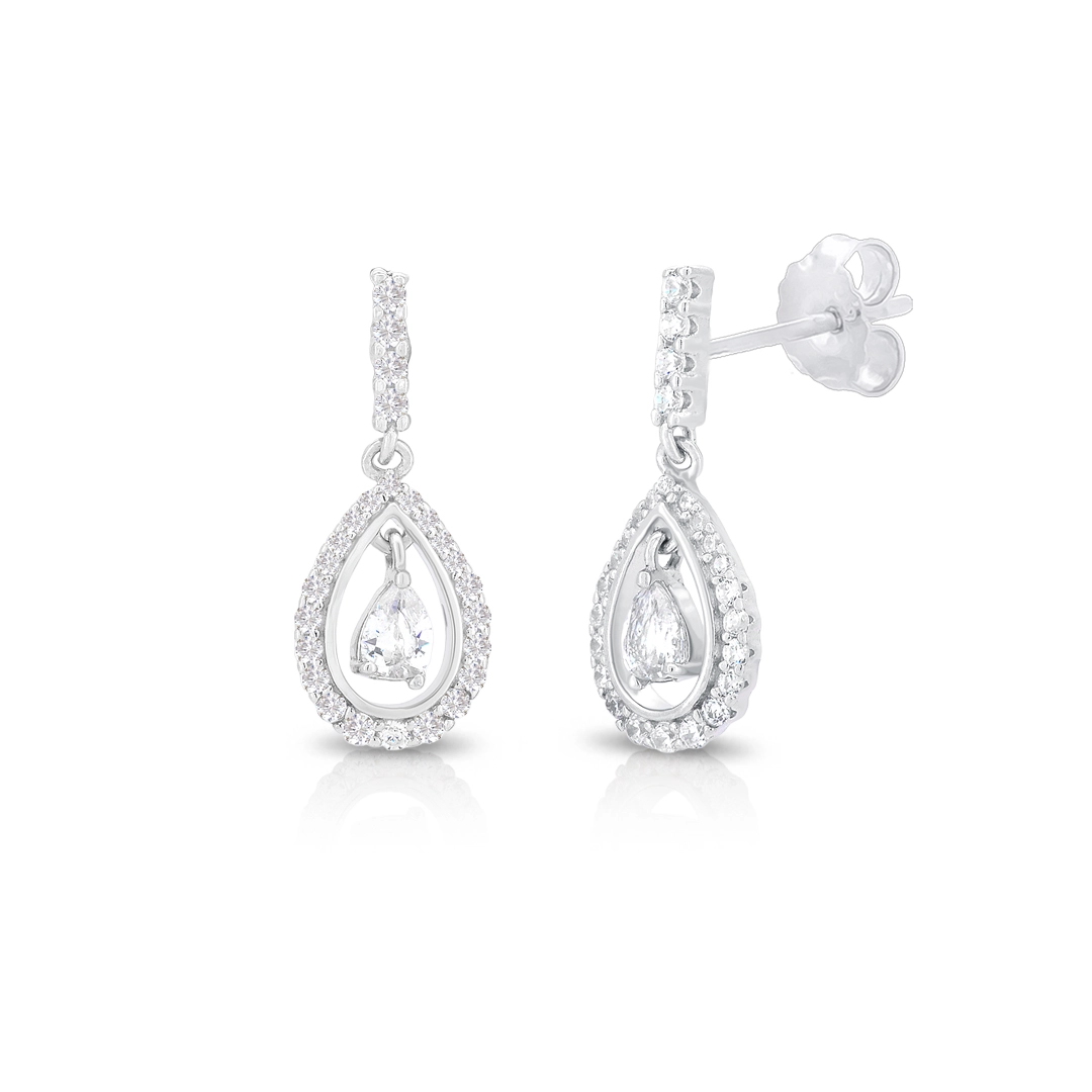Brinco de Prata Blend Collection Gota com Zircônias Cristal