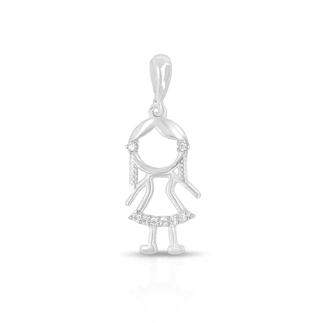 Pingente de Menina Vazada com Zircônias Cristal