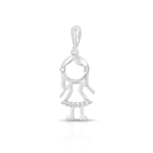 Pingente de Menina Vazada com Zircônias Cristal
