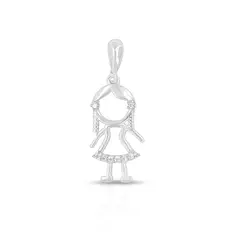 Pingente de Menina Vazada com Zircônias Cristal