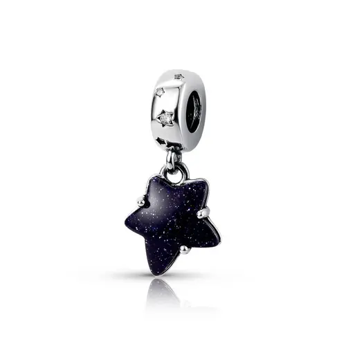 Berloque Estrela em Resina Ônix com Glitter