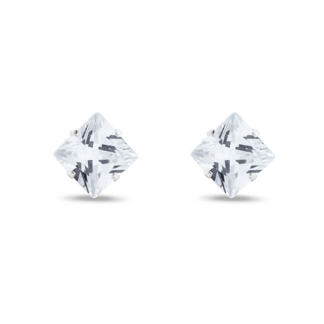 Brinco Top Quadrado com Zircônia Cristal
