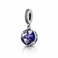 Berloque Balanço com Globo Envelhecido e Resina Azul