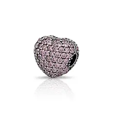 Berloque de Coração com Zircônias Rosa Cravejadas