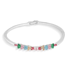Bracelete Em Prata Leve Articulado Com Zircônias Coloridas
