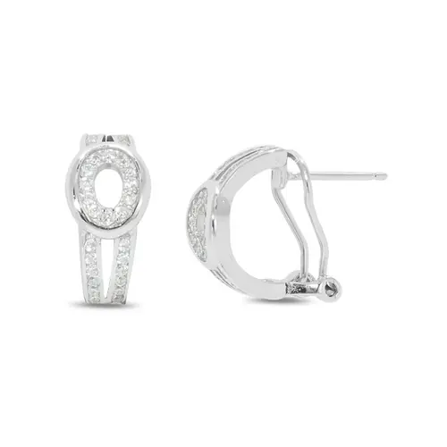 Brinco Oval com Trava e Zircônia Cristal