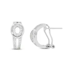 Brinco Oval com Trava e Zircônia Cristal