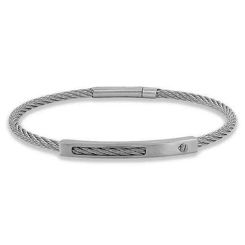 Bracelete de Aço Cabo Náutico Com Placa Fosca Trabalhada