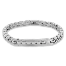 Pulseira de Aço com Elos e Placa Trabalhada