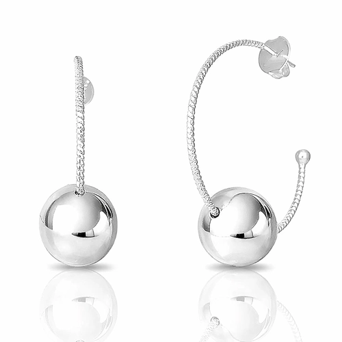 Brinco de Argola Diamantada com Esfera Espelhada