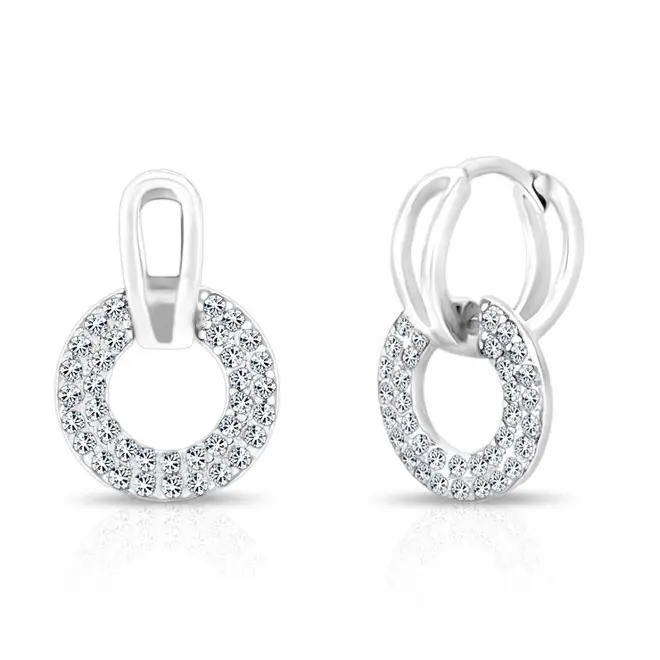 Brinco Argola Click Balanço com Zircônia Cristal