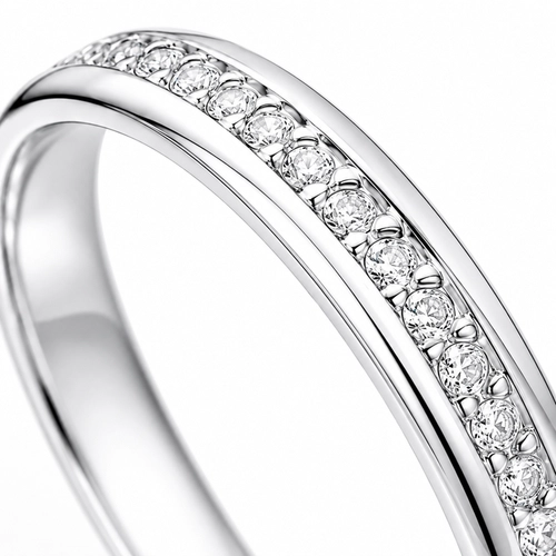 Aliança de Namoro Espelhada com Zircônias Cristal Cravejadas