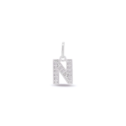 Pingente Letra N Com Zircônia Cristal