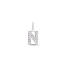 Pingente Letra N Com Zircônia Cristal