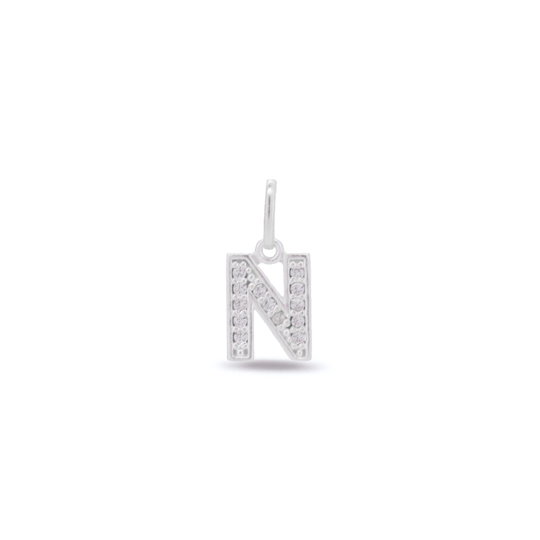 Pingente Letra N Com Zircônia Cristal