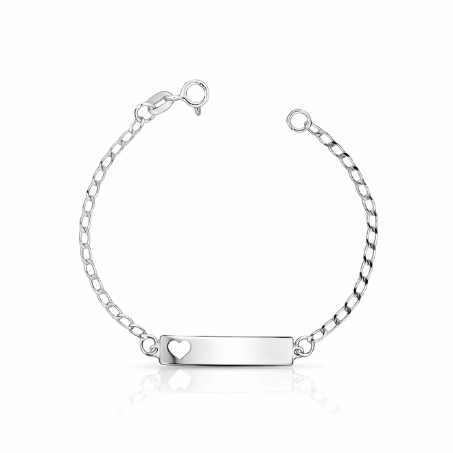 Pulseira Kids com Placa Lisa e Coração