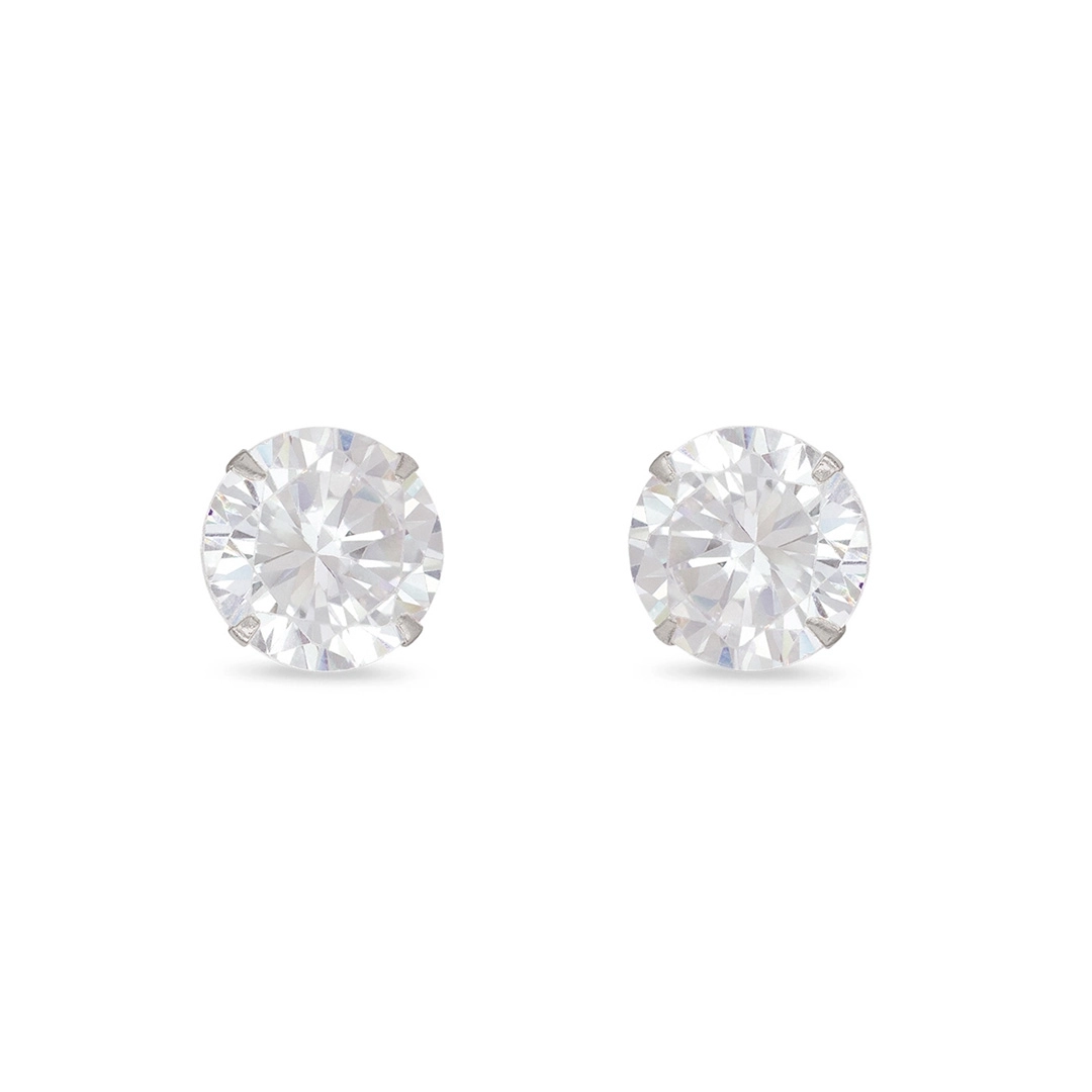 Brinco Top Com Zircônia Cristal Redonda 8 mm