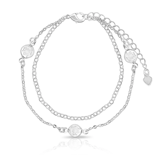Pulseira Dupla com Zircônias Cristal