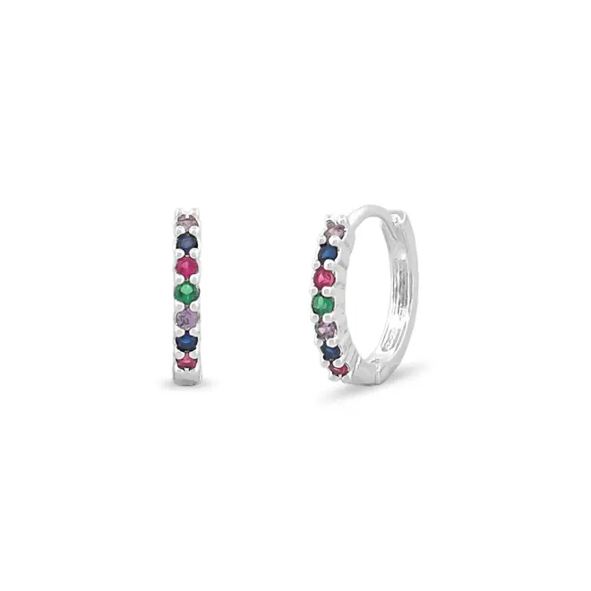 Brinco Argola Clic com Zircônias Coloridas
