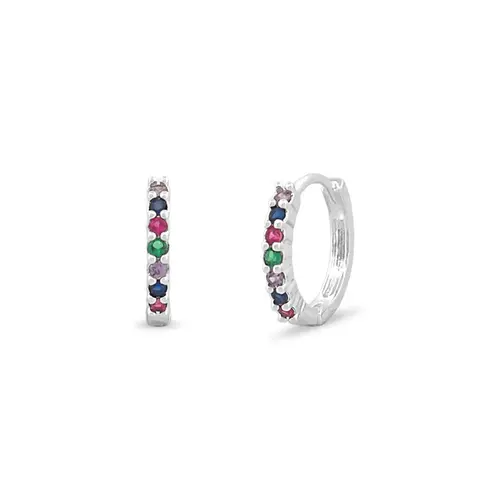 Brinco Argola Clic com Zircônias Coloridas