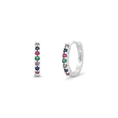 Brinco Argola Clic com Zircônias Coloridas