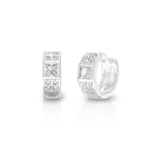 Brinco Argola Click com Zircônias Cravejadas