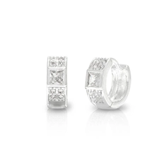Brinco Argola Click com Zircônias Cravejadas