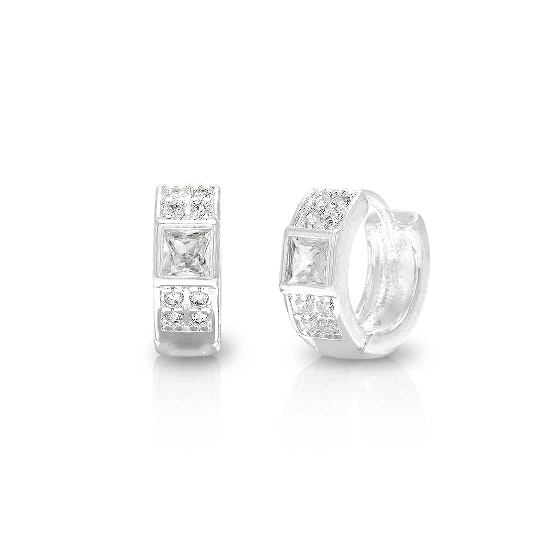 Brinco Argola Click com Zircônias Cravejadas