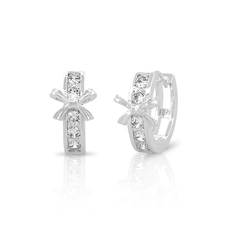 Brinco Argola Click com Laço e Zircônias Cristal