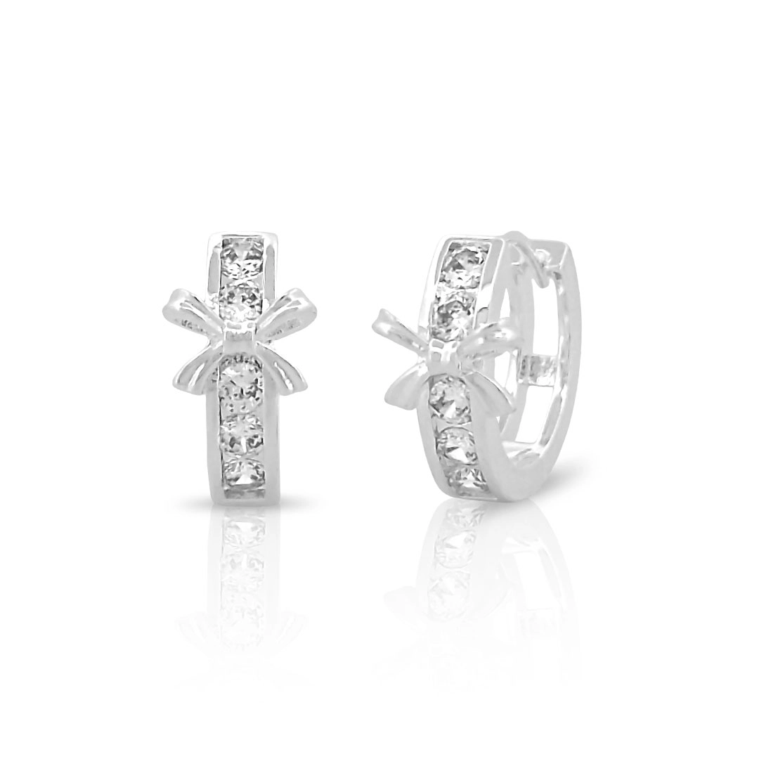 Brinco Argola Click com Laço e Zircônias Cristal