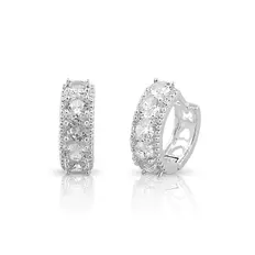 Brinco Argola Click Trabalhada com Zircônia Cristal Redonda