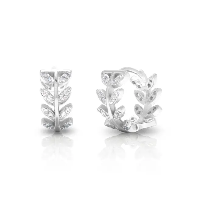 Brinco Blend Collection Prata 925 Click com Folhas em Zircônias Cristal