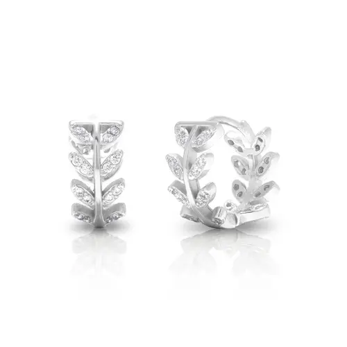 Brinco Blend Collection Prata 925 Click com Folhas em Zircônias Cristal