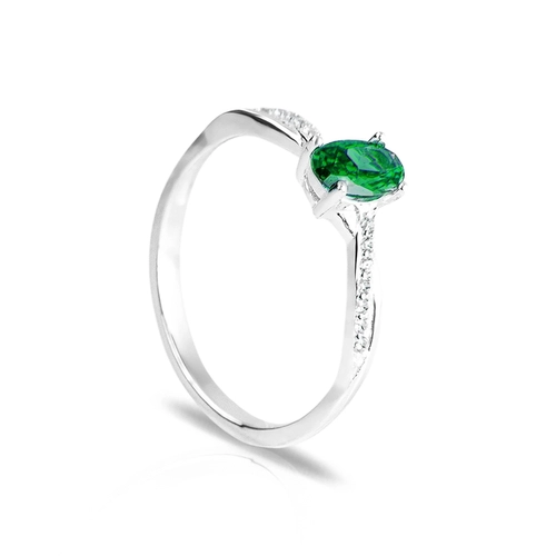 Anel Trabalhado com Zircônia Esmeralda Oval