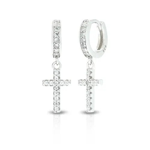 Brinco Blend Collection Click com Cruz em Zircônias Cristal
