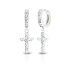 Brinco Blend Collection Click com Cruz em Zircônias Cristal