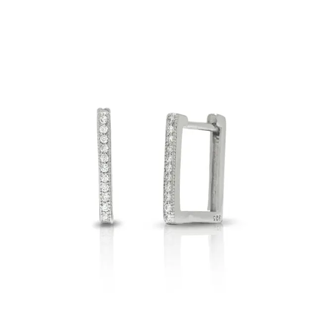 Brinco Blend Collection Prata 925 Click Quadrado com Zircônias Cristal G
