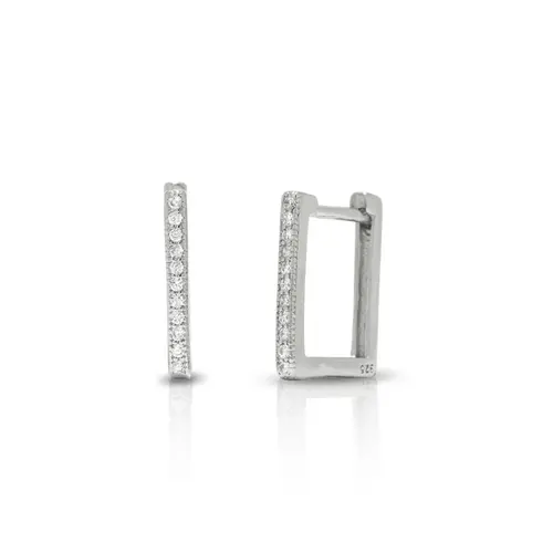 Brinco Blend Collection Prata 925 Click Quadrado com Zircônias Cristal G