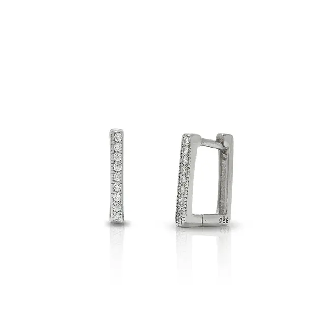 Brinco Blend Collection Prata 925 Click Quadrado com Zircônias Cristal M