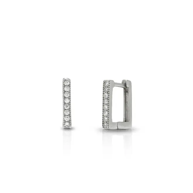 Brinco Blend Collection Prata 925 Click Quadrado com Zircônias Cristal P