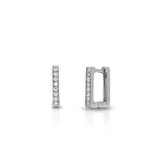 Brinco Blend Collection Prata 925 Click Quadrado com Zircônias Cristal P