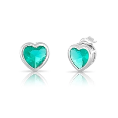 Brinco Colors Coração com Zircônia Glass Esmeralda