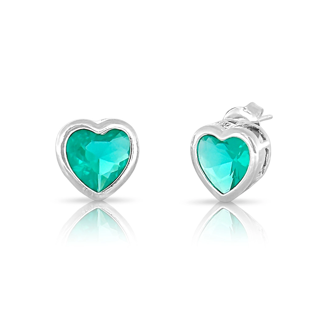 Brinco Colors Coração com Zircônia Glass Esmeralda